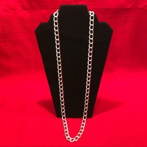 34” Twisted Double Link Silvertone Necklace